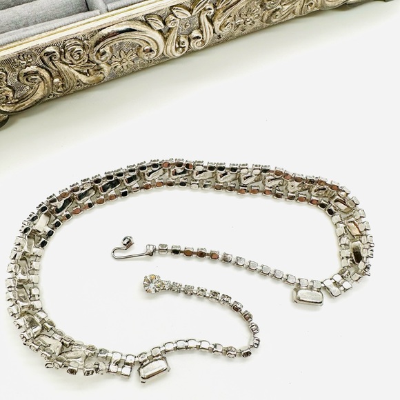 🔥 Vintage Rhinestone Art Deco Choker Necklace STUNNER 💎 - Picture 14 of 17